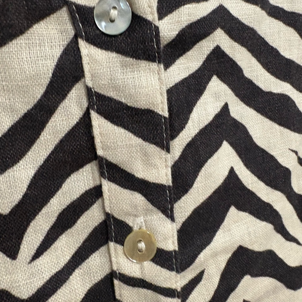 NWT Two Piece Zebra Patterned Linen Shirt and Wide-Leg Pants Set - Picture 7 of 13